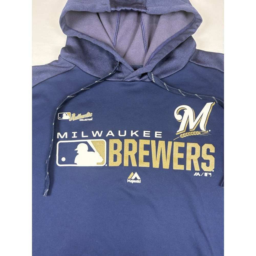 Milwaukee Brewers Authentic Collection Majestic Hoodie - Men's Large